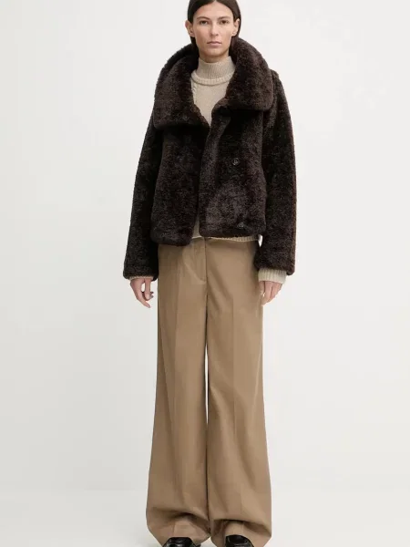 Marc O'Polo spodnie szerokie high waist beżowy