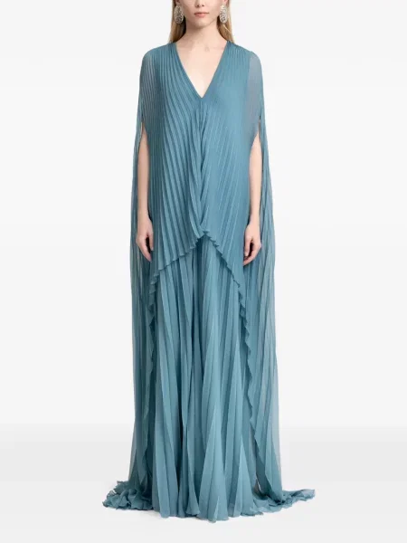Rochie maxi Gemy Maalouf cu decolteu în V de costum albastru