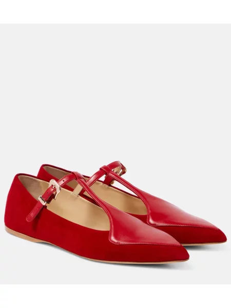 Pantofi cu toc Gabriela Hearst din piele de căprioară roșu
