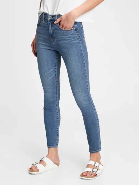 Skinny fit džínsy Gap s vysokým pásom modrá