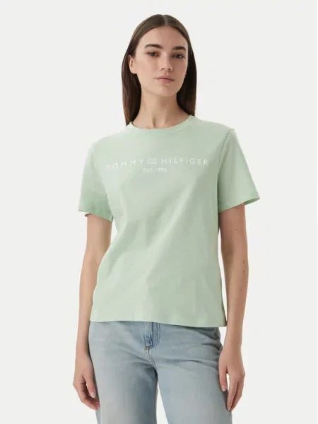 TOMMY HILFIGER Majica meta / bela zelena