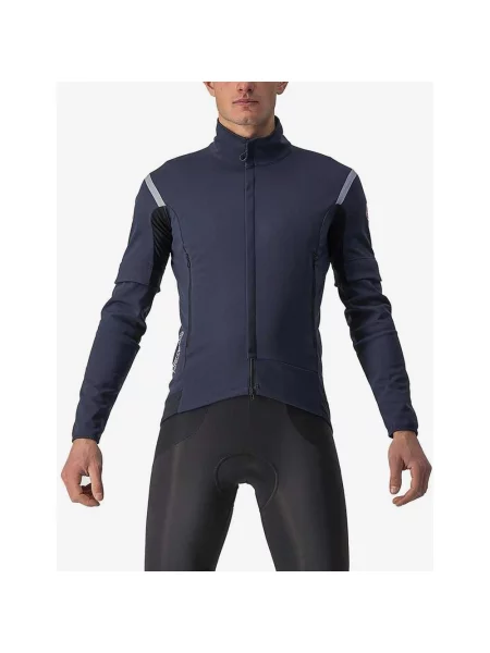 Castelli Perfetto RoS 2 Rosso Corsa GORE-TEX INFINIUM™ kurtka z odpinanymi rękawami ciemnoniebieska srebrna XL niebieska