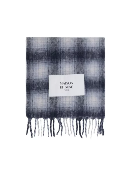 Maison Kitsuné Alpaca szalik z wełny alpaki niebieska