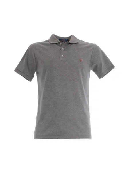 Dzianinowa koszulka polo Polo Ralph Lauren z krótkim rękawem szara