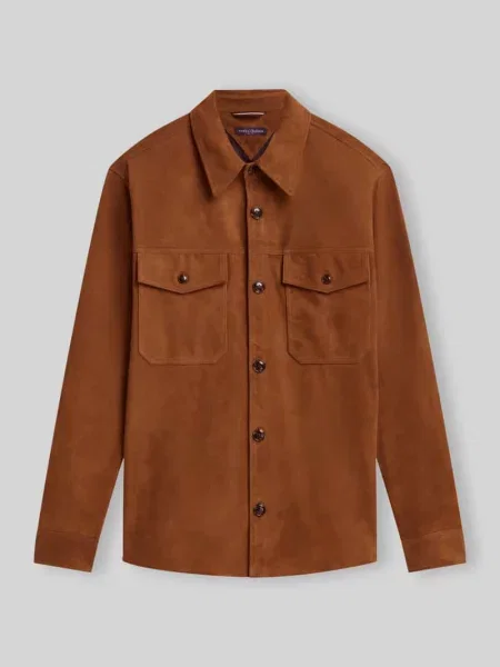 Krój relaxed fit kurtka skórzana z prawdziwego koziego zamszu Tommy Hilfiger