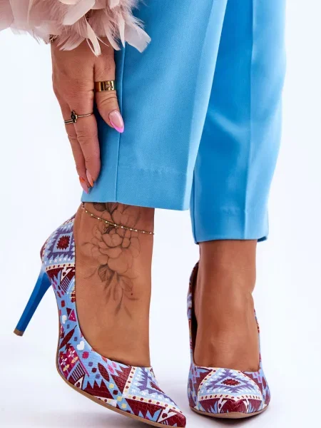 Usnjene salonarji Lewski Shoes z visoko peto rdeča