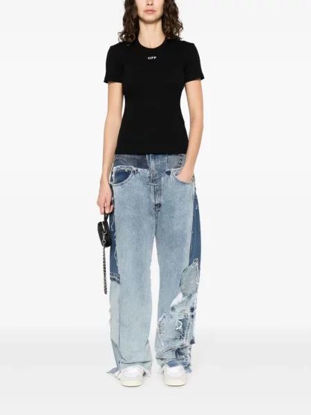 Megztas briaunotas palaidinė be rankovių Off-white balta