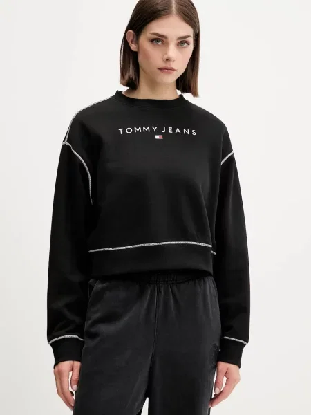 Tommy Jeans bluză cu imprimeu negru