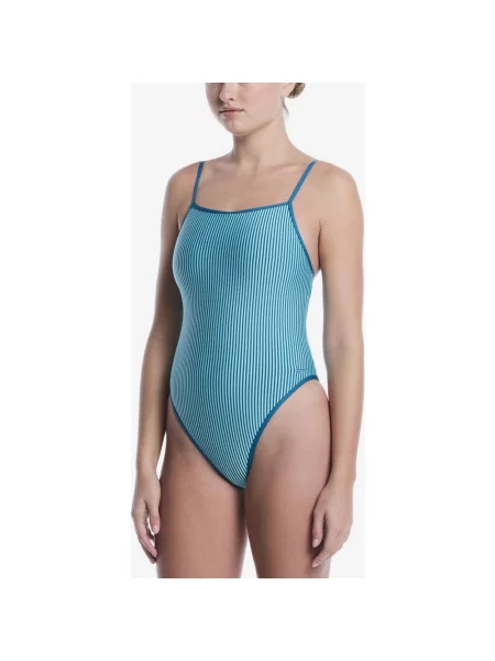 Strój kąpielowy Nike Swim Ocean Bound Ripple Square One Piece jasny XS niebieski