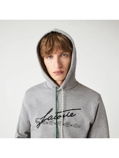 Lacoste Bluza Z Okrągłym Dekoltem Mieszanka Bawełny szara