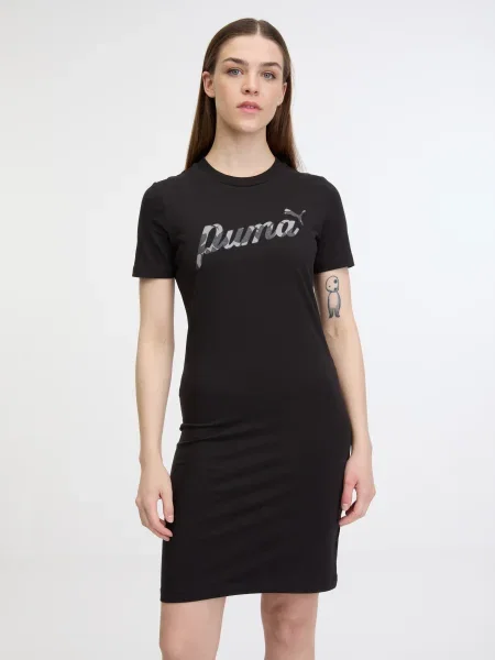 Рокля Puma къса с кройка по тялото черно