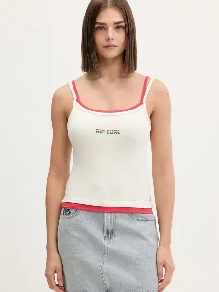 Rip Curl top z bombažem SURF REVIVAL bež