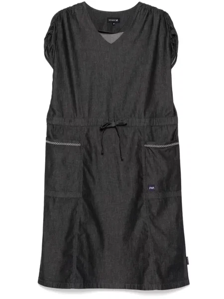 Sukienka jeansowa Sport B. By Agnès B. z dekoltem w serek garniturowa czarna