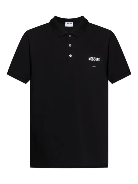 Tricou polo Moschino cu broderie negru