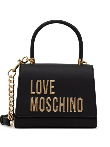 Geantă shopper Love Moschino cu autograf negru