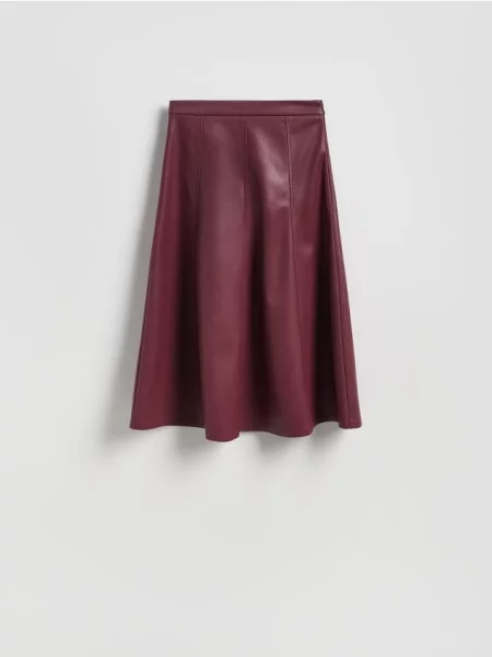 Reserved Fustă midi din piele ecologică maro