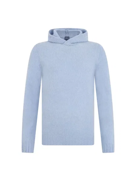 Bluza z kapturem Fedeli wełniana z kapturem niebieska