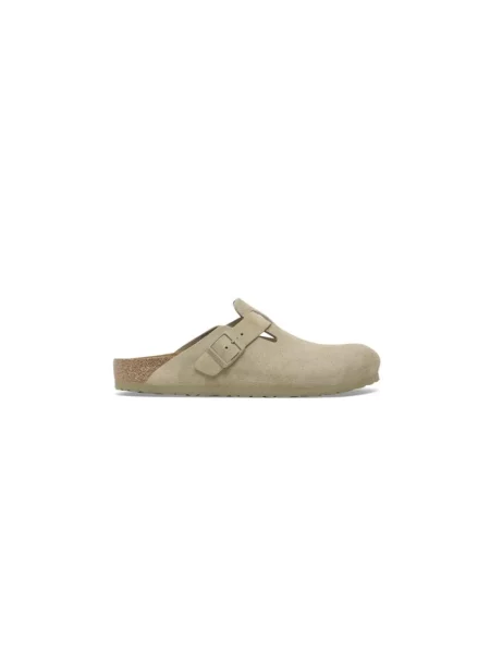 Klapki Birkenstock zamszowe beżowe