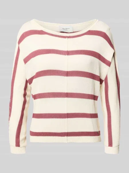Sweter z dzianiny o pudełkowym kroju z mieszanki model ALBERTA' Pepe Jeans różowy