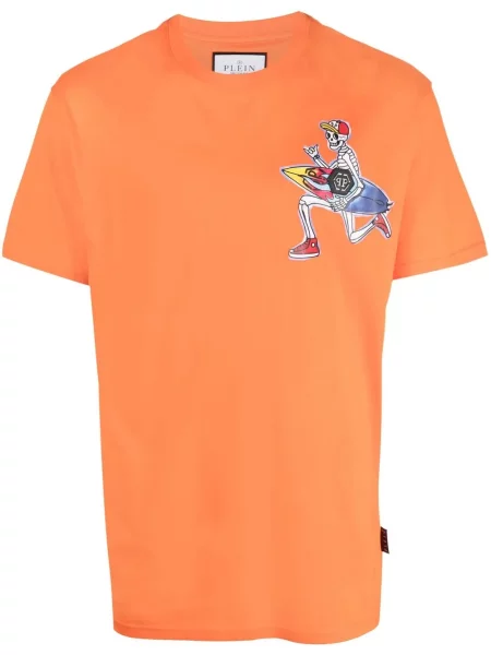 Tricou Philipp Plein cu imagine tip Hawaii portocaliu