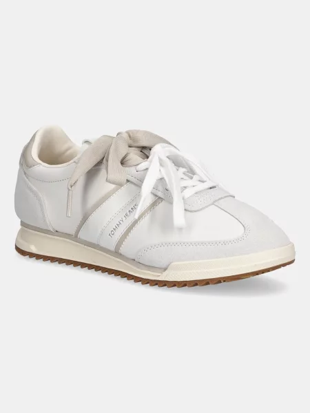 Sneakers Tommy Jeans Tjw Low Profile Runner Lthr Mix Écru bej