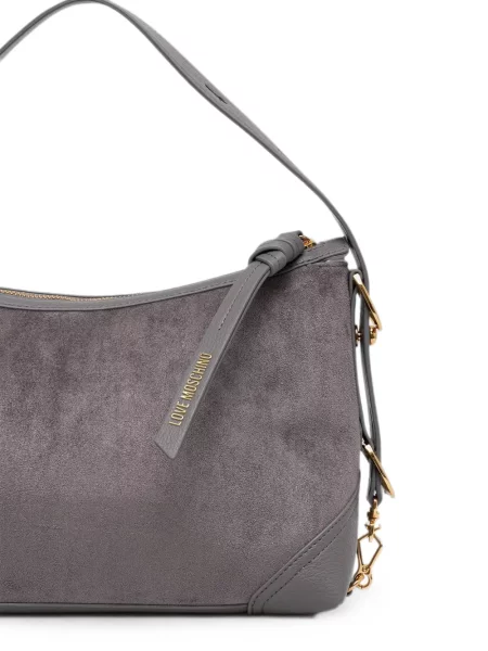Semišová kabelka Love Moschino s autogramem šedá