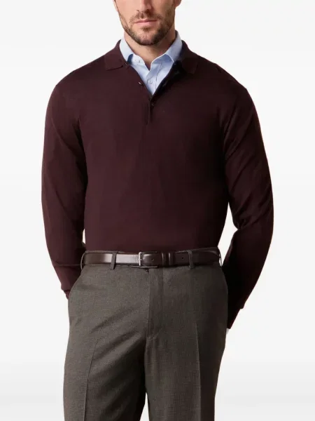 Μάλλινο polo Brooks Brothers καφέ