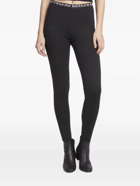 Leggings Chrome Hearts cu motiv cu inimi cu autograf negru
