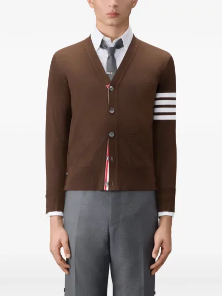 Kardigan Thom Browne s výstřihem do v hnědý