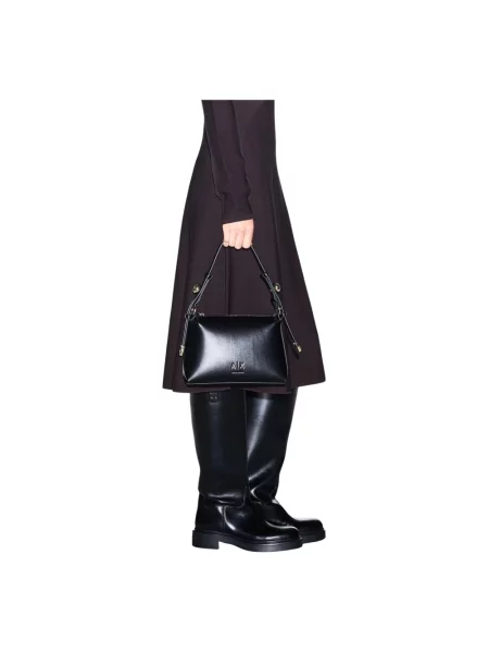 Lniana torebka Armani Exchange czarna