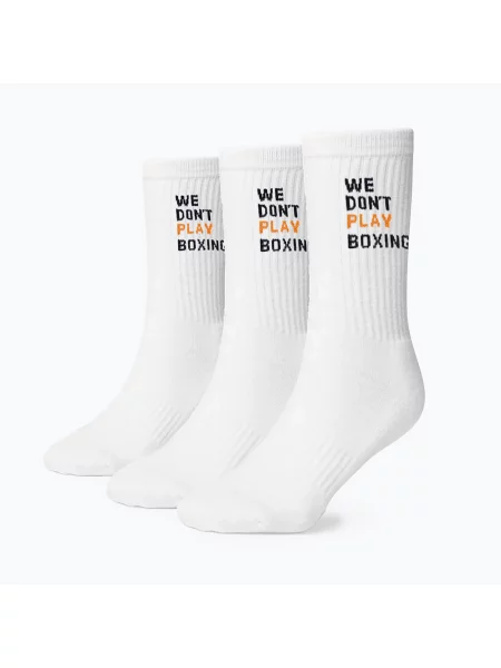 Șosete pentru bărbați BOXRAW We Don't Play Boxing Crew 3 pairs white alb