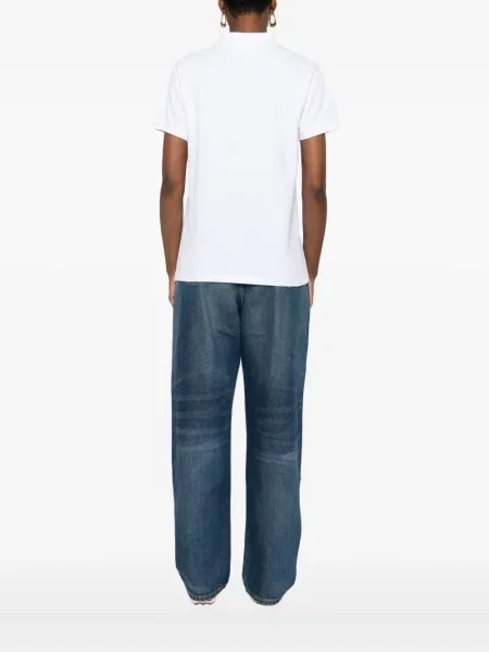 Polo Maison Kitsune cu broderie alb