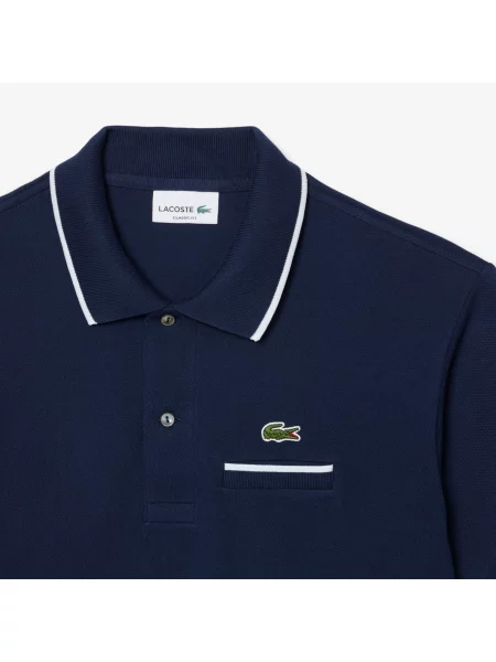 Lacoste Koszulka Polo Z Kieszonką Classic Fit granatowy