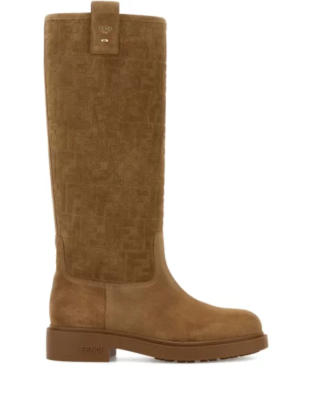 Cizme Fendi din piele de căprioară maro