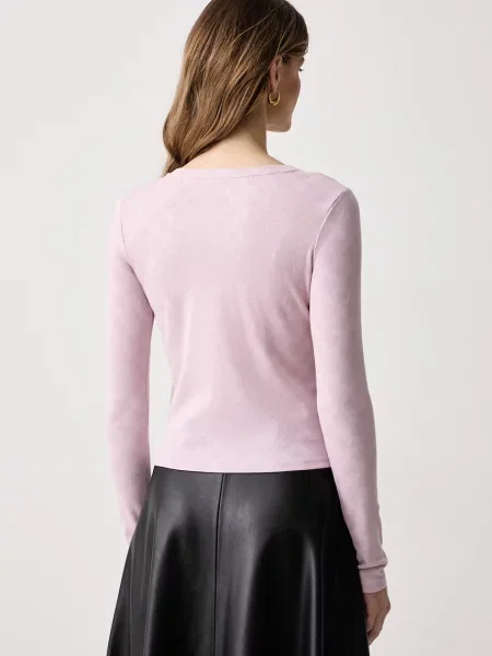 Guess longsleeve z wiskozą FAUSTA różowa