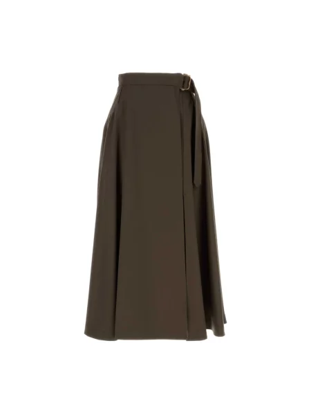 Spódnica midi Burberry z twillu brązowa