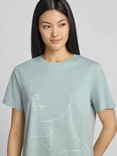 T-shirt z nadrukiem i okrągły dekolt model SYBILLA' Vila