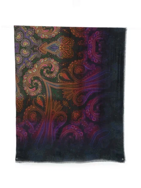 Fular Etro cu imagine cu model paisley negru