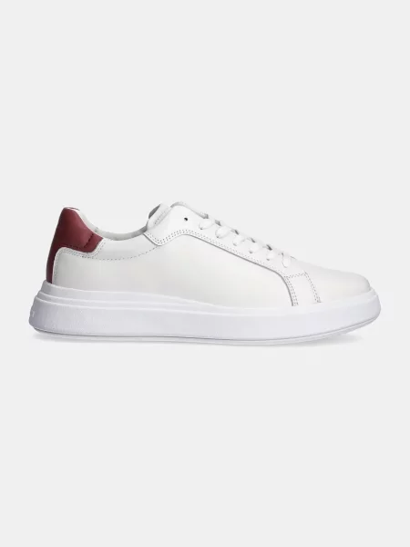 Calvin Klein Usnjene superge LOW TOP LACE UP LTH bela