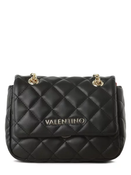 Lniana torebka crossbody Valentino Handbags pikowana czarna
