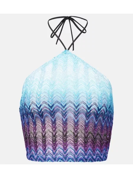 Cropp top Missoni cu gât halter albastru