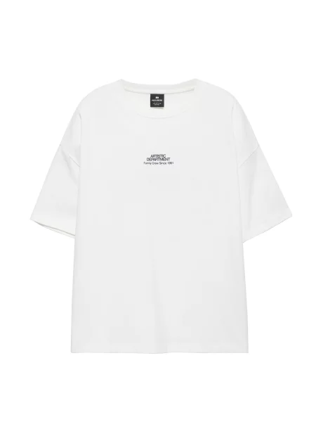 Pull&Bear Tricou bleumarin alb
