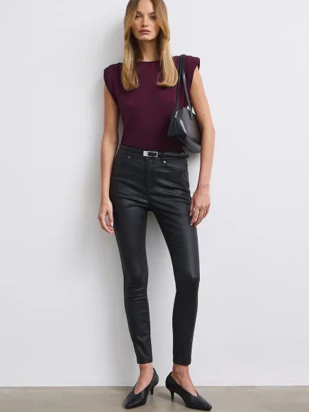 Medicine nohavice skinny dámske voskované čierna
