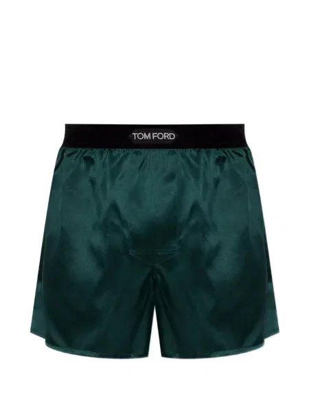 Pantaloni scurți Tom Ford de mătase cu autograf verde