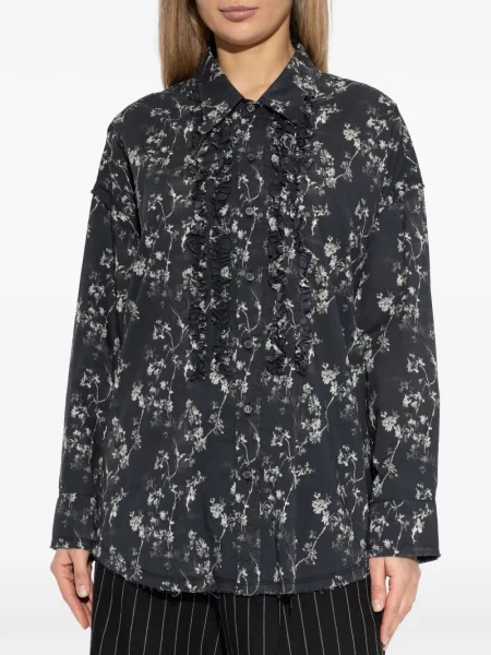Cămașă R13 cu model floral cu imagine negru