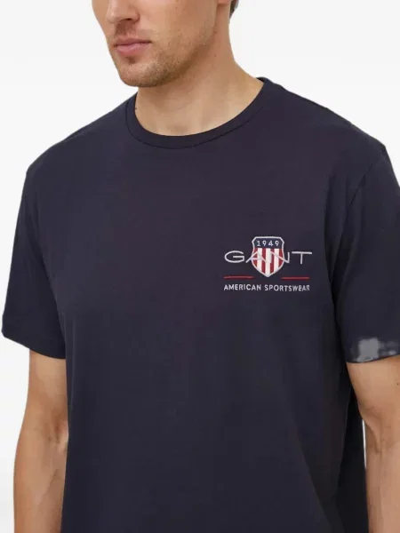 Tricou Gant cu broderie albastru