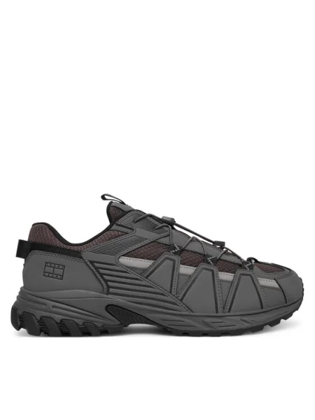 Férfi cipők Tommy Jeans Outdoor Runner washed black/black walnut. Méret: 40 EU szürke