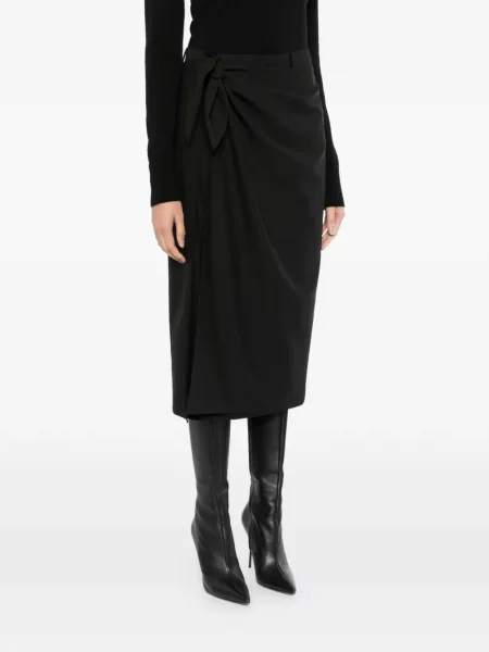 Fustă midi Less de lână negru