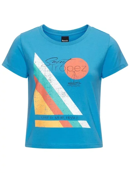 BENCH Tricou azur / galben lămâie / corai / murdar alb