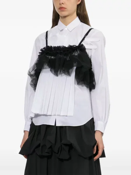 Top Noir Kei Ninomiya cu volane negru